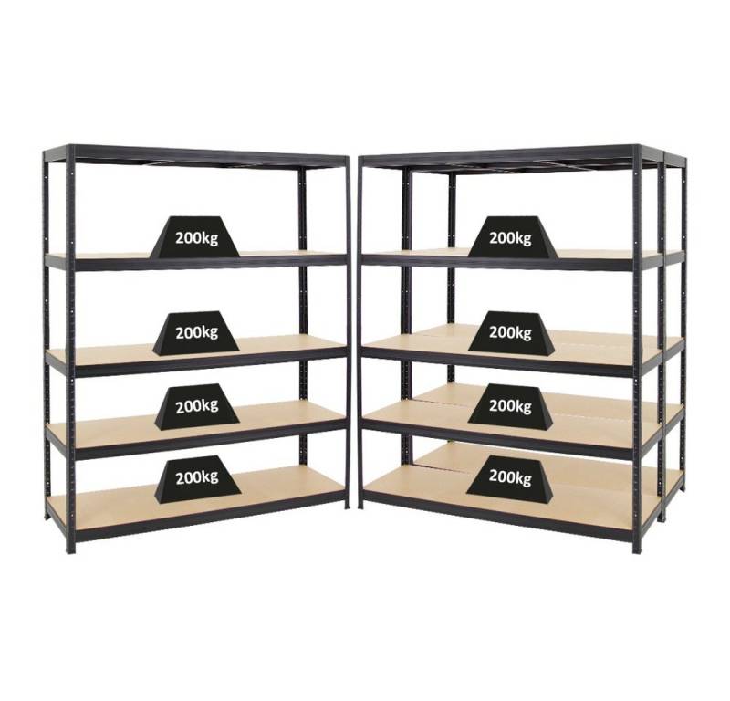 PROREGAL® Schwerlastregal MegaDeal Garagenregal Kellerregal Steckregal ELEPHANT mit 5 Ebenen, 3-tlg., Robustes Lastenregal Garagenregal Werkstattregal Kellerregal von PROREGAL®