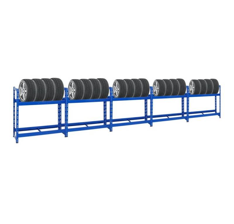 PROREGAL® Schwerlastregal MegaDeal Reifenregal Räderregal TIGER 100x110x35cm 8 Reifen 2 Ebenen, 5-tlg., Für Winterreifen Sommerreifen Allwetterreifen bis 300kg Gesamtlast von PROREGAL®