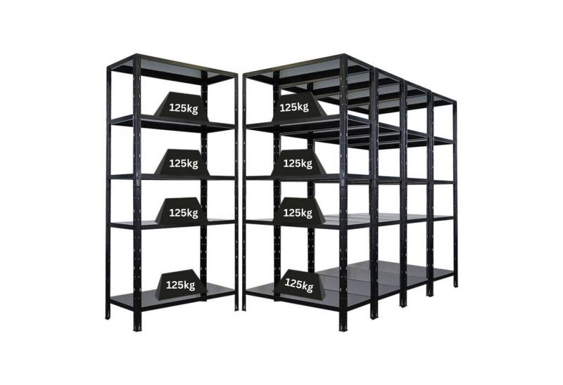 PROREGAL® Schwerlastregal MegaDeal Stahlregal 5x ARES 180x90x40cm Fachlast 125 kg Schwarz, Stabiles Metallregal mit 5 Stahlplatten-Ebenen 125kg Fachlast von PROREGAL®