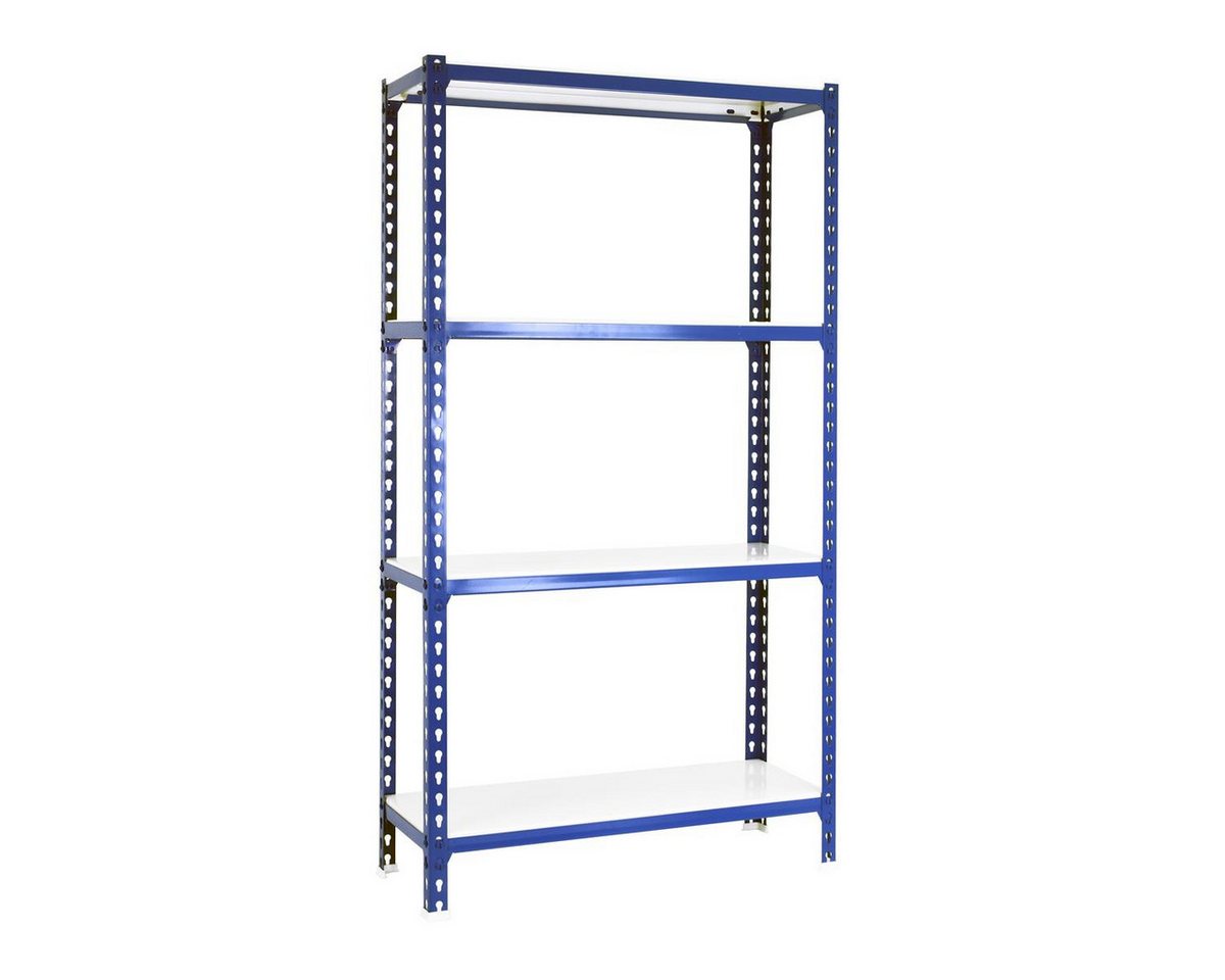 PROREGAL® Schwerlastregal Schwerlastregal MID METAL SHARK, 150x110x30cm, Blau-Weiß, Erhältlich mit Spanplatten oder Stahböden in vielen Dimensionen von PROREGAL®