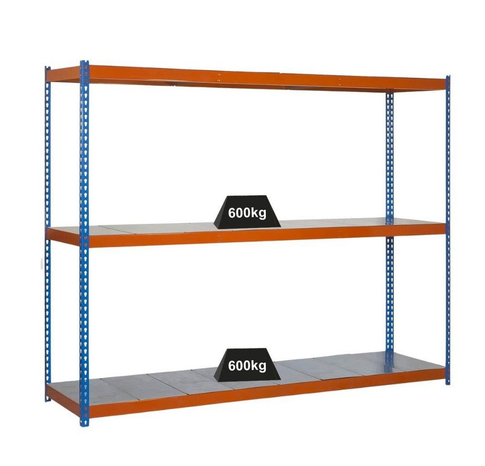 PROREGAL® Schwerlastregal Schwerlastregal Metal Beast Three, HxBxT 200x150x45cm, Blau-Orange von PROREGAL®