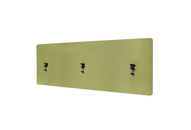 PROREGAL® Sichtschutzbefestigung Akustik-Tischtrennwand 60x160x2cm doppelwandig Stoff Grün Sichtschutz von PROREGAL®