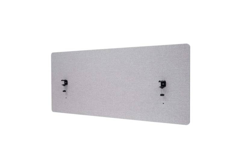 PROREGAL® Sichtschutzbefestigung Tischtrennwand 60x140x2cm doppelwandig Stoff/Textil Grau Sichtschutz von PROREGAL®