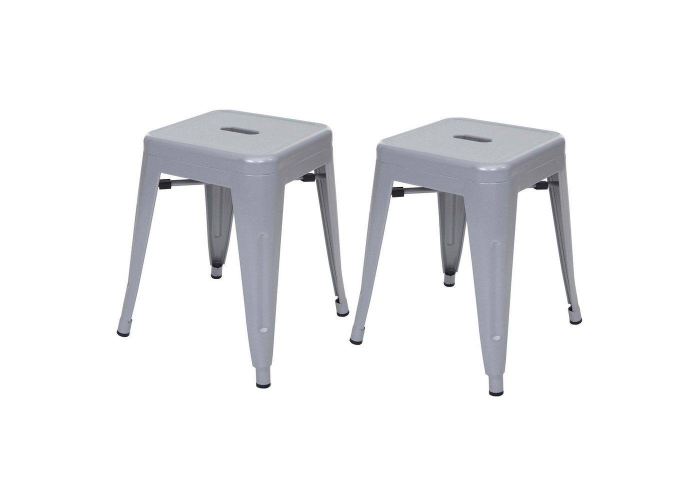 PROREGAL® Sitzhocker 2x Hocker Sitzhöhe 46cm Metall Industriedesign stapelbar Grau von PROREGAL®