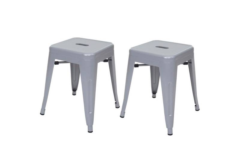 PROREGAL® Sitzhocker 2x Hocker Sitzhöhe 46cm Metall Industriedesign stapelbar Grau von PROREGAL®