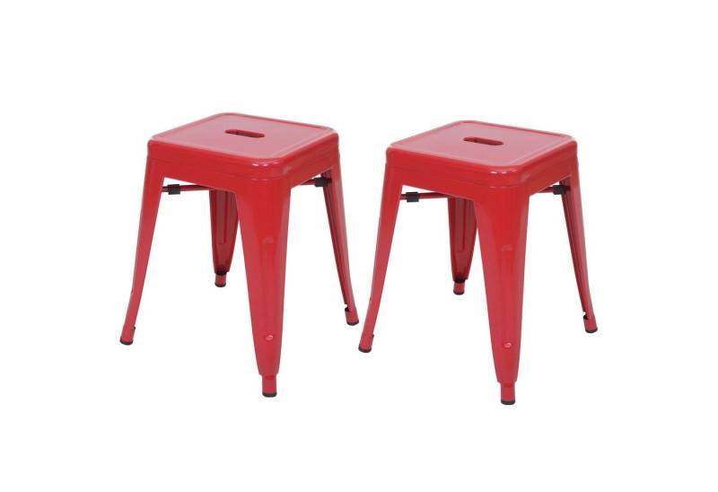 PROREGAL® Sitzhocker 2x Hocker Sitzhöhe 46cm Metall Industriedesign stapelbar Rot von PROREGAL®
