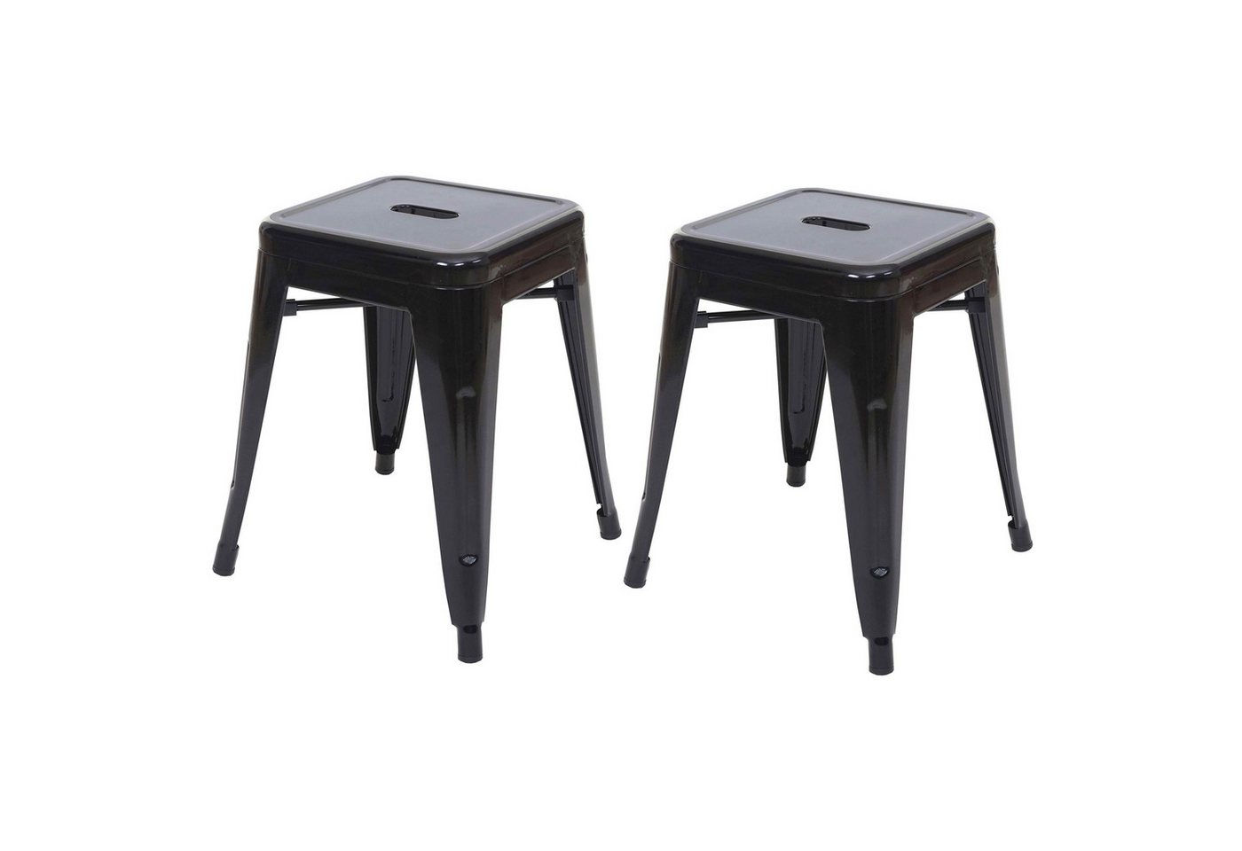 PROREGAL® Sitzhocker 2x Hocker Sitzhöhe 46cm Metall Industriedesign stapelbar Schwarz von PROREGAL®