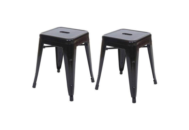PROREGAL® Sitzhocker 2x Hocker Sitzhöhe 46cm Metall Industriedesign stapelbar Schwarz von PROREGAL®