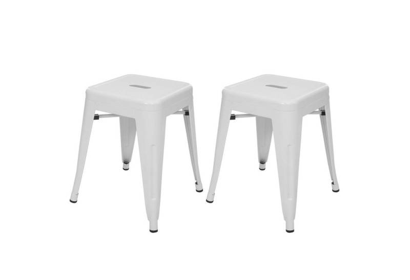 PROREGAL® Sitzhocker 2x Hocker Sitzhöhe 46cm Metall Industriedesign stapelbar Weiß von PROREGAL®