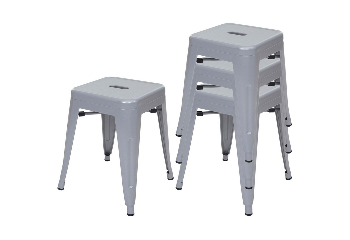 PROREGAL® Sitzhocker 4x Hocker Sitzhöhe 46cm Metall Industriedesign stapelbar Grau von PROREGAL®