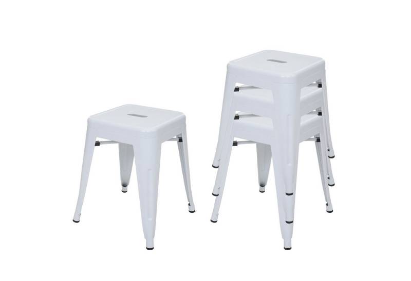 PROREGAL® Sitzhocker 4x Hocker Sitzhöhe 46cm Metall Industriedesign stapelbar Weiß von PROREGAL®