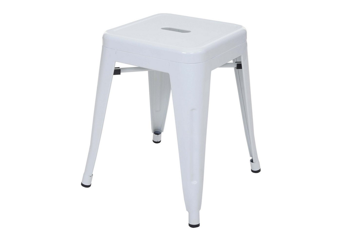 PROREGAL® Sitzhocker 6x Hocker Sitzhöhe 46cm Metall Industriedesign stapelbar Weiß von PROREGAL®