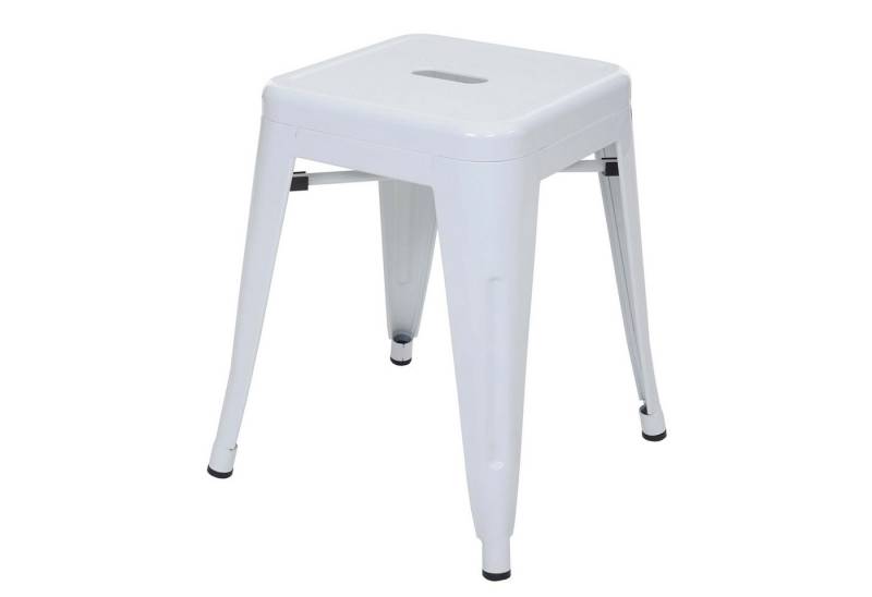 PROREGAL® Sitzhocker Hocker Sitzhöhe 46cm Metall Industriedesign stapelbar Weiß von PROREGAL®