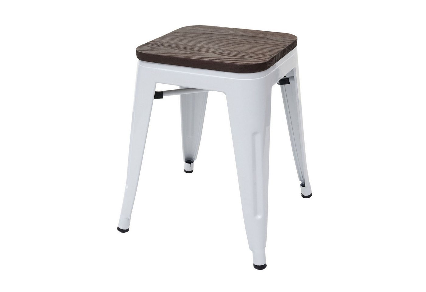 PROREGAL® Sitzhocker Hocker inkl. Holz-Sitzfläche Metall, Industriedesign, stapelbar Weiß von PROREGAL®