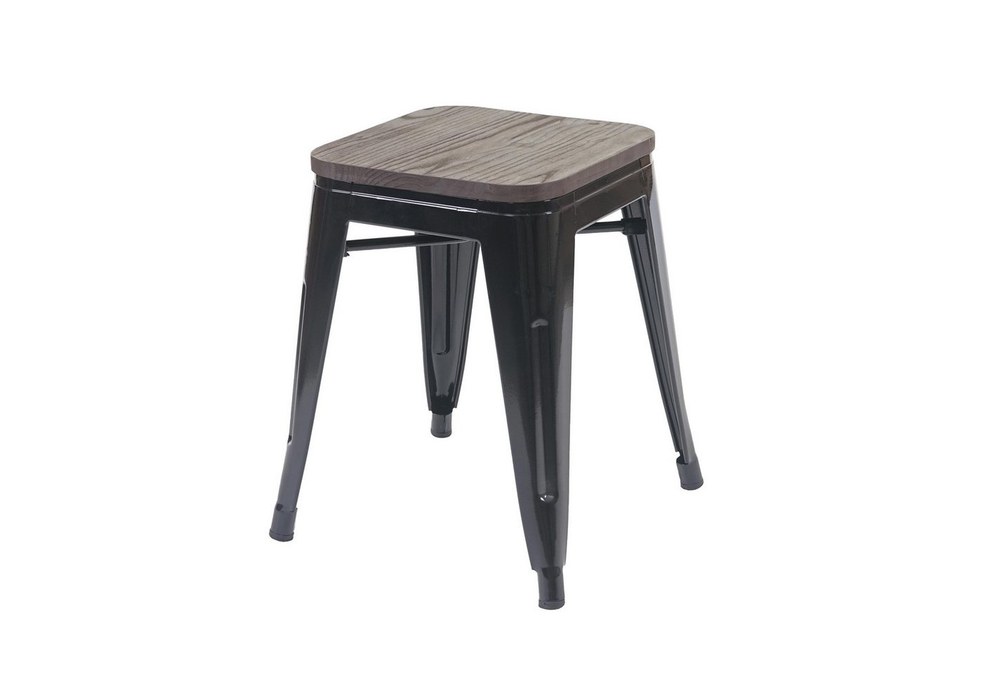 PROREGAL® Sitzhocker Hocker inkl. Holz-SitzflächeMetall, Industriedesign, stapelbar Schwarz von PROREGAL®