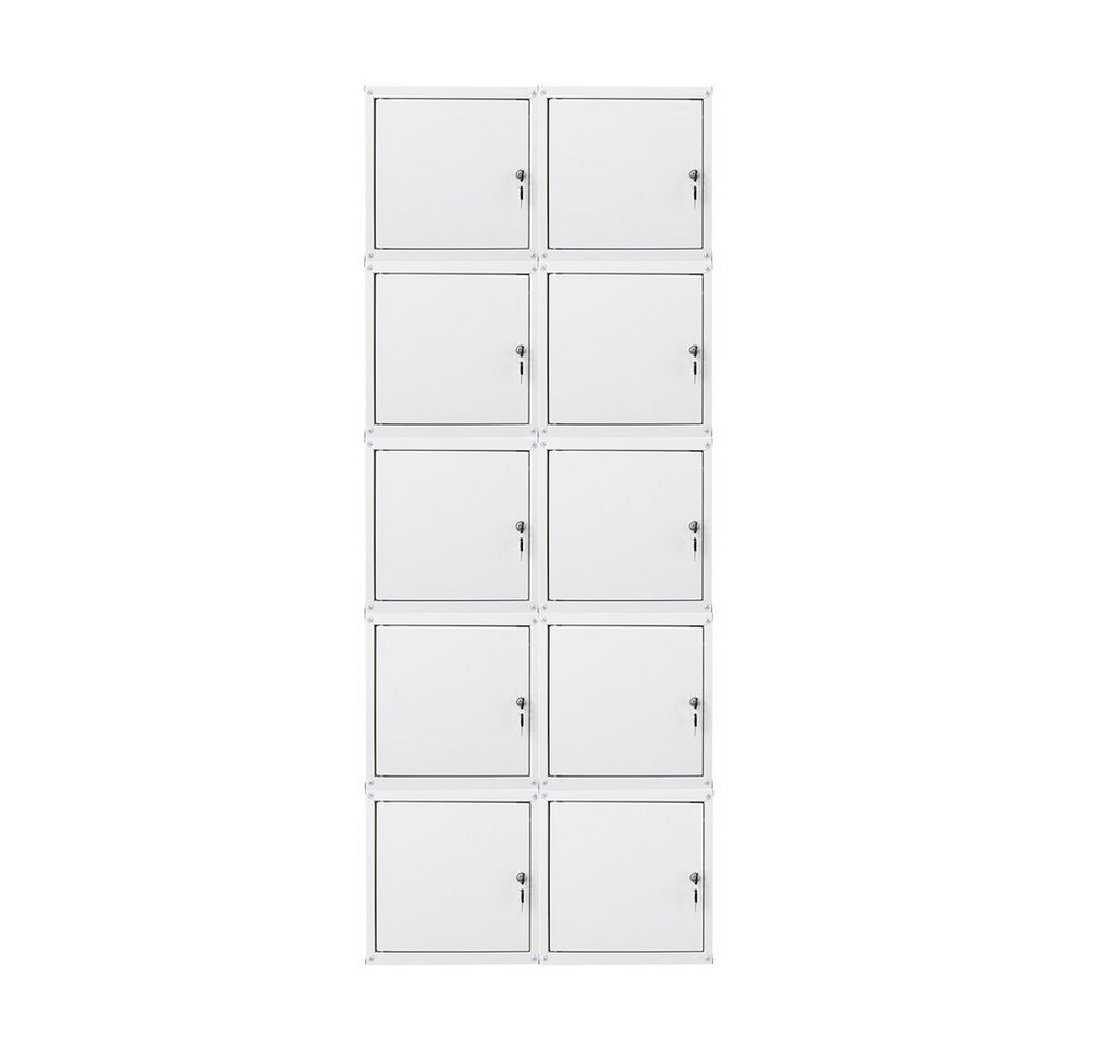 PROREGAL® Spind MegaDeal 10x Schließfachwürfel Cubic 35x35x35cm Grau (10-St) Verstärkte Ecken, Zylinderschloss, Würfel miteinander verschraubbar von PROREGAL®