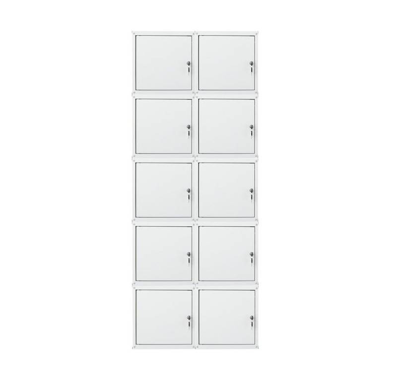 PROREGAL® Spind MegaDeal 10x Schließfachwürfel Cubic 35x35x35cm Grau (10-St) Verstärkte Ecken, Zylinderschloss, Würfel miteinander verschraubbar von PROREGAL®