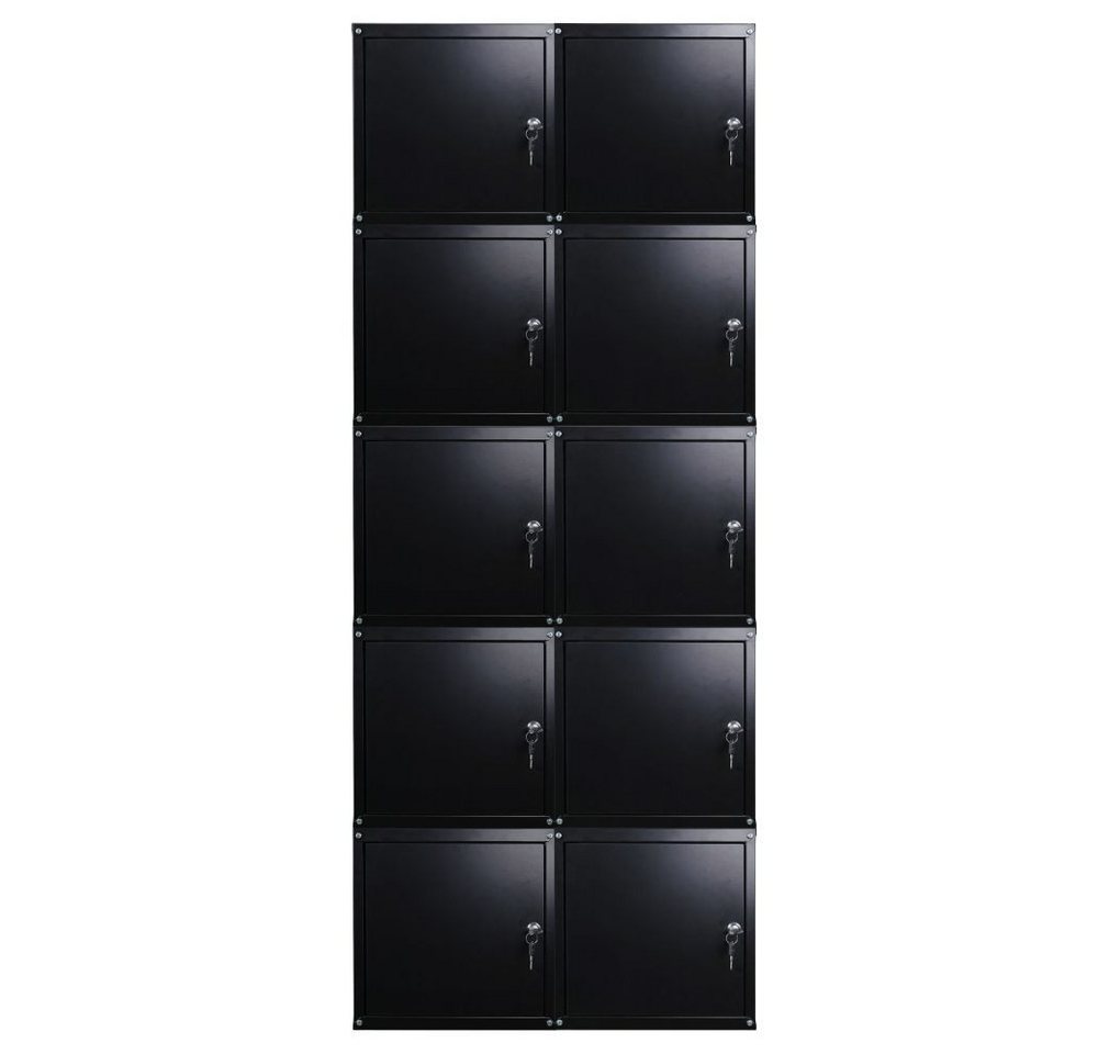 PROREGAL® Spind MegaDeal 10x Schließfachwürfel Cubic 35x35x35cm Schwarz (10-St) Verstärkte Ecken, Zylinderschloss, Würfel miteinander verschraubbar von PROREGAL®