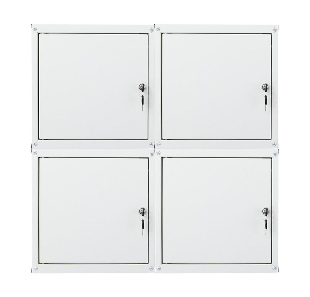 PROREGAL® Spind MegaDeal 4x Schließfachwürfel Cubic 35x35x35cm Grau (4-St) Verstärkte Ecken, Zylinderschloss, Würfel miteinander verschraubbar von PROREGAL®