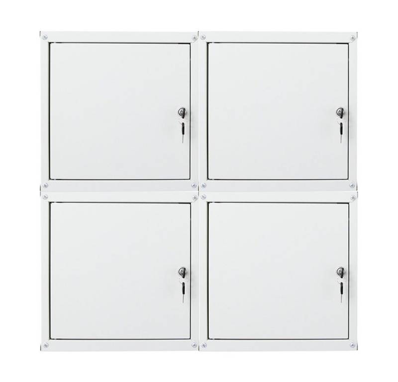 PROREGAL® Spind MegaDeal 4x Schließfachwürfel Cubic 35x35x35cm Grau (4-St) Verstärkte Ecken, Zylinderschloss, Würfel miteinander verschraubbar von PROREGAL®