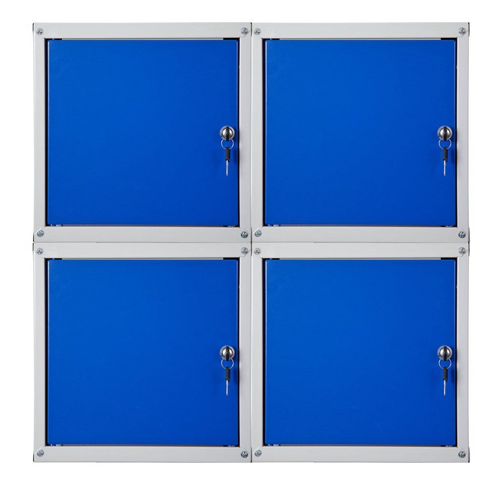 PROREGAL® Spind MegaDeal 4x Schließfachwürfel Cubic 35x35x35cm Grau-Blau (4-St) Verstärkte Ecken, Zylinderschloss, Würfel miteinander verschraubbar von PROREGAL®