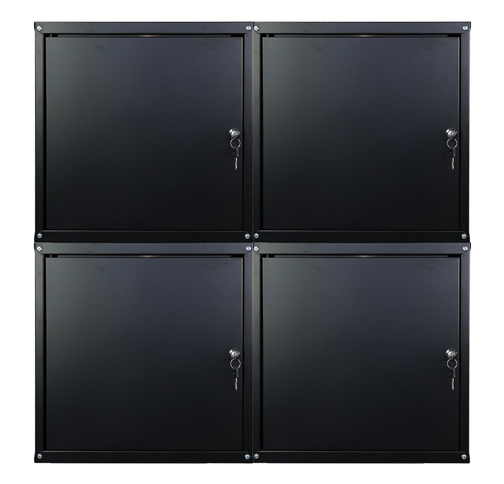 PROREGAL® Spind MegaDeal 4x Schließfachwürfel Cubic XL 45x45x45cm Schwarz Verstärkte Ecken, Zylinderschloss, Würfel miteinander verschraubbar von PROREGAL®