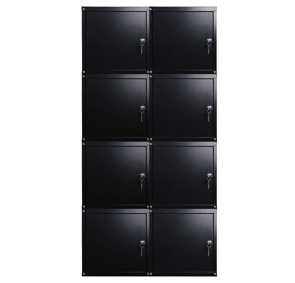 PROREGAL® Spind MegaDeal 8x Schließfachwürfel Cubic 35x35x35cm Schwarz (8-St) Verstärkte Ecken, Zylinderschloss, Würfel miteinander verschraubbar von PROREGAL®