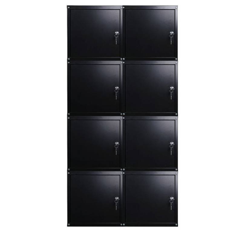 PROREGAL® Spind MegaDeal 8x Schließfachwürfel Cubic 35x35x35cm Schwarz (8-St) Verstärkte Ecken, Zylinderschloss, Würfel miteinander verschraubbar von PROREGAL®