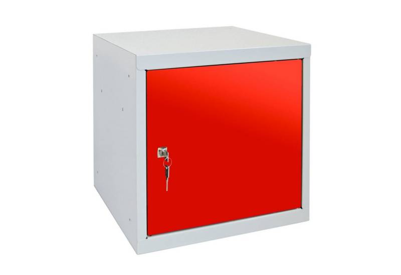 PROREGAL® Spind Schließfachwürfel Blocky mit Zylinderschloss + 2 Schlüssel, Grau/Rot von PROREGAL®