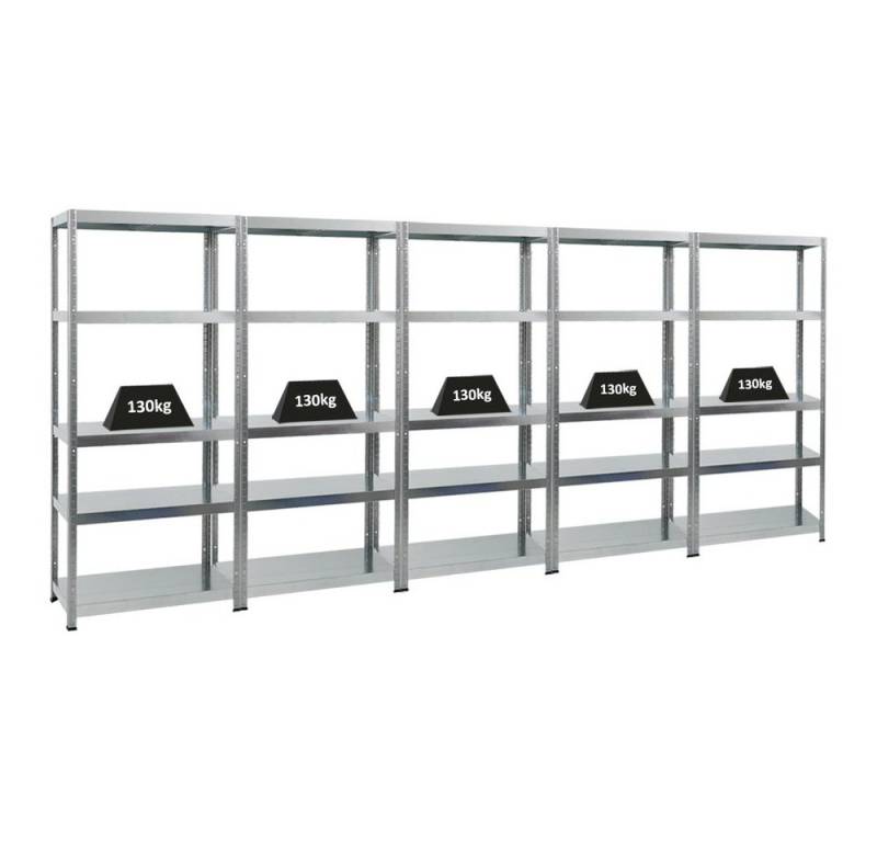 PROREGAL® Standregal MegaDeal 5 Stück Steel Eagle 180x80x40cm Fachlast 130kg Verzinkt von PROREGAL®