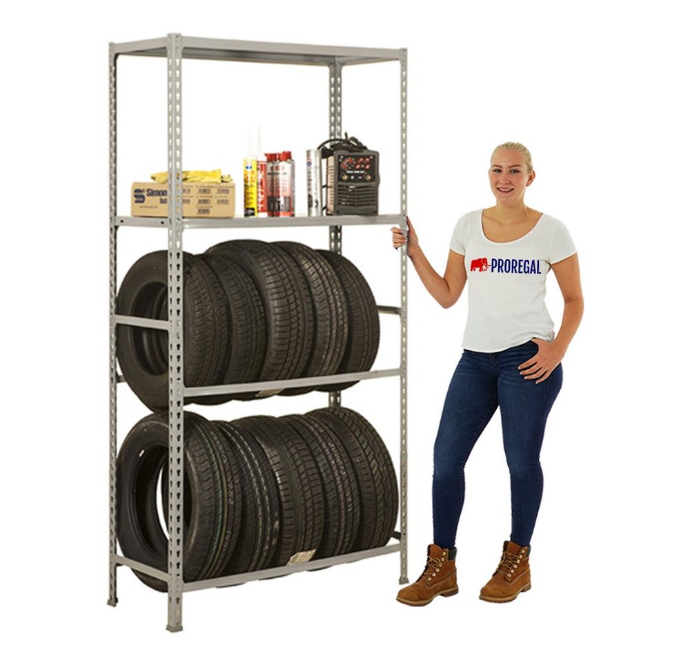 PROREGAL® Standregal Reifenregal, Ablagefläche MetalShark No. 2, HxBxT 200x120x40cm, Grau von PROREGAL®