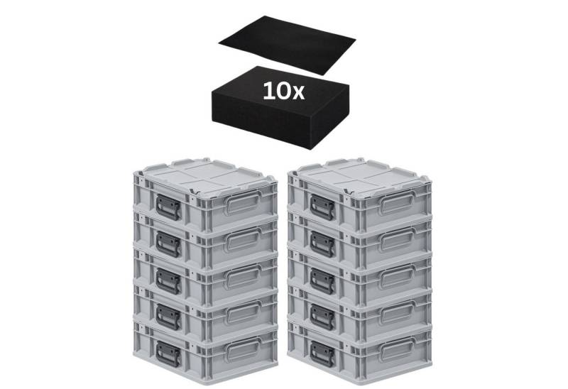 PROREGAL® Stapelbox SparSet Eurobox NextGen Portable Rasterschaumstoff Schaumstoffeinlage (10 St) von PROREGAL®