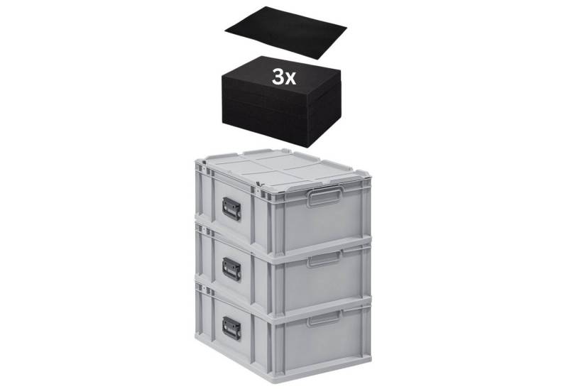 PROREGAL® Stapelbox SparSet Eurobox NextGen Portable Rasterschaumstoff Schaumstoffeinlage (3 St) von PROREGAL®