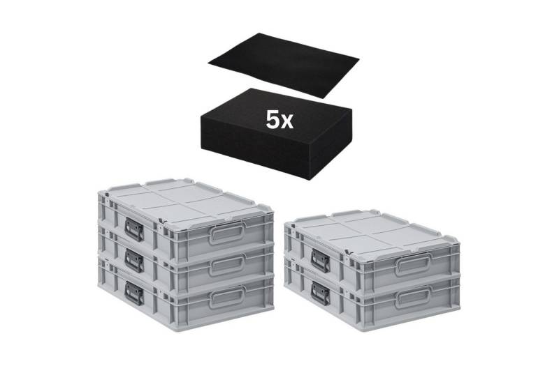 PROREGAL® Stapelbox SparSet Eurobox NextGen Portable Rasterschaumstoff Schaumstoffeinlage (5 St) von PROREGAL®