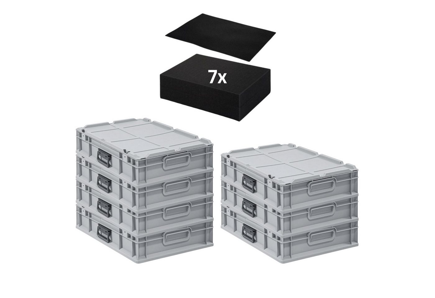 PROREGAL® Stapelbox SparSet Eurobox NextGen Portable Rasterschaumstoff Schaumstoffeinlage (7 St) von PROREGAL®