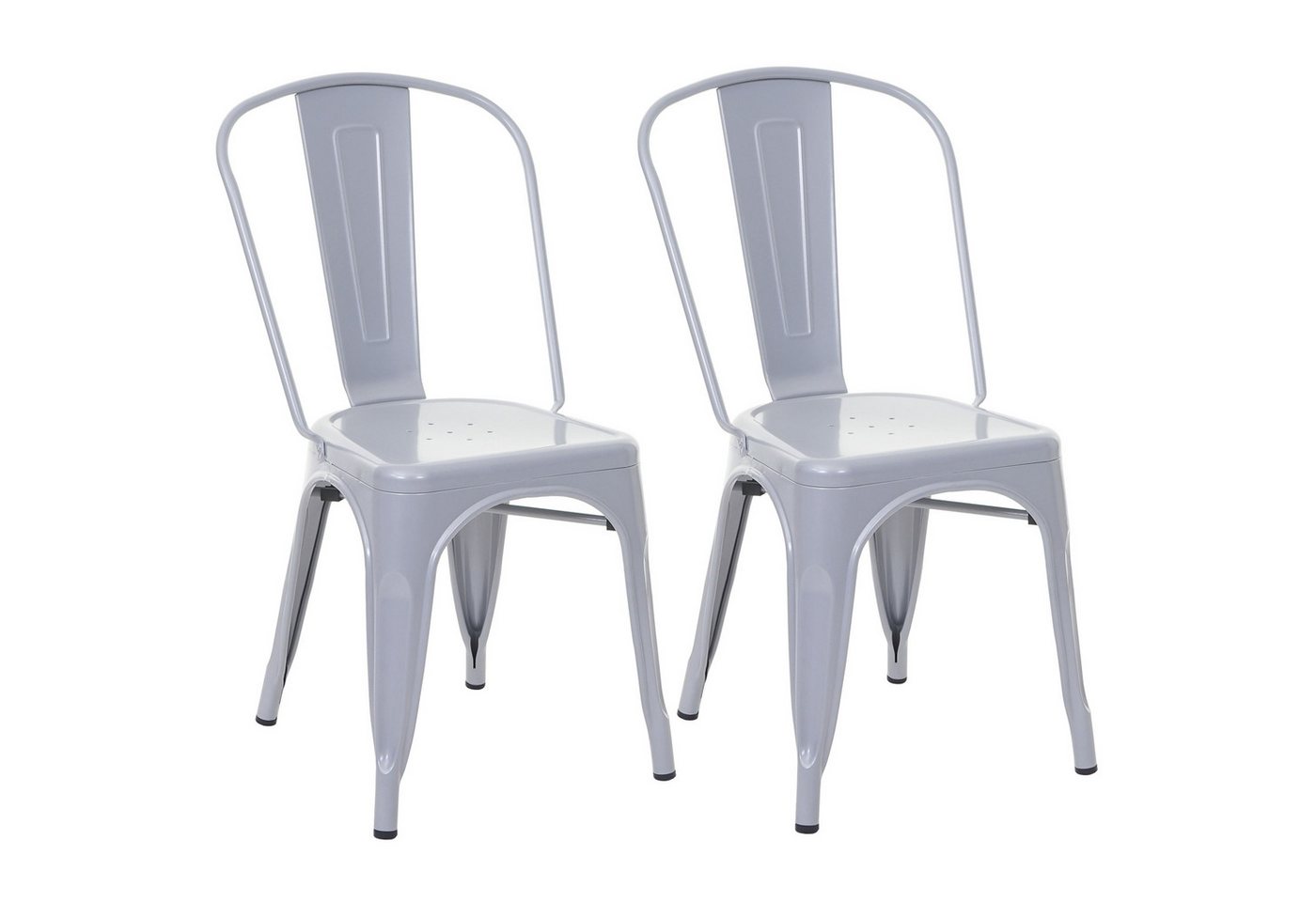 PROREGAL® Stapelstuhl 2x Stuhl HxBxT 87x45x43cm Metall stapelbar Grau von PROREGAL®