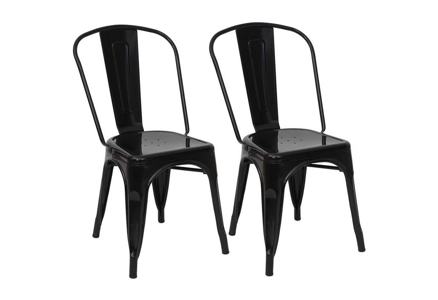 PROREGAL® Stapelstuhl 2x Stuhl HxBxT 87x45x43cm Metall stapelbar Schwarz von PROREGAL®