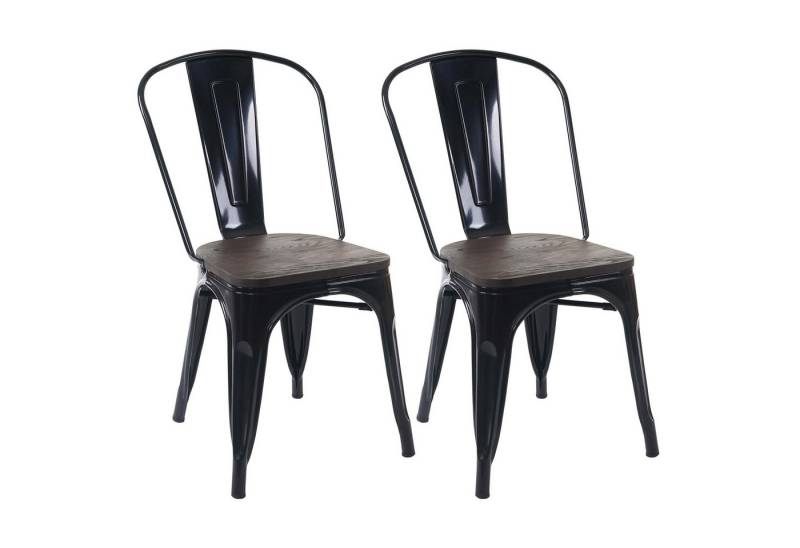 PROREGAL® Stapelstuhl 2x Stuhl mit Holz-Sitzfläche HxBxT 85x45x52cm Metall stapelbar Schwarz von PROREGAL®