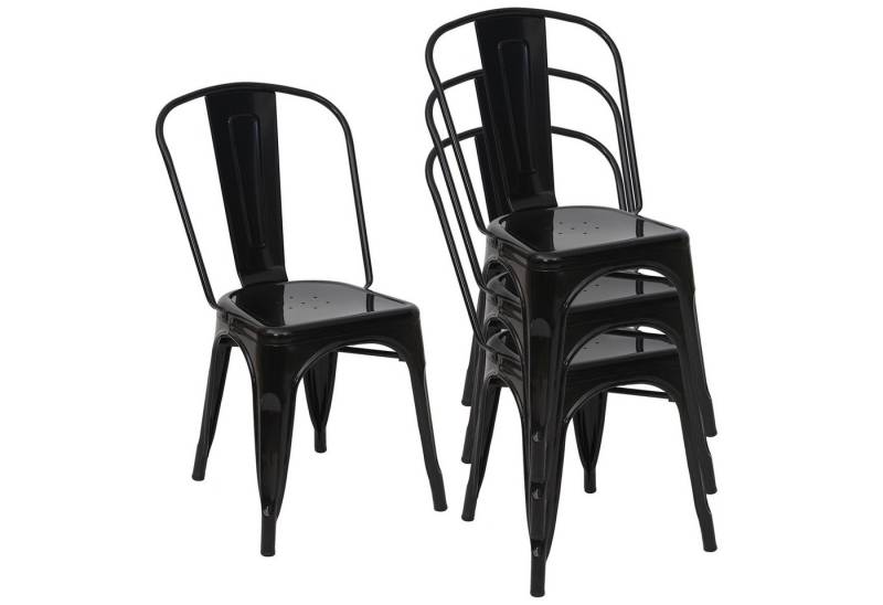 PROREGAL® Stapelstuhl 4x Stuhl HxBxT 87x45x43cm Metall stapelbar Schwarz von PROREGAL®