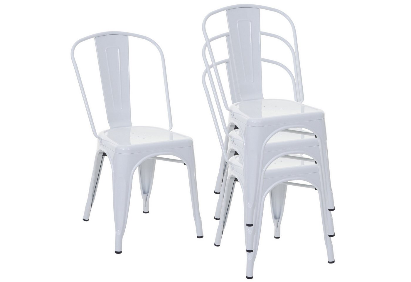 PROREGAL® Stapelstuhl 4x Stuhl HxBxT 87x45x43cm Metall stapelbar Weiß von PROREGAL®