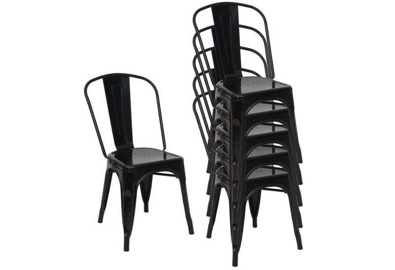 PROREGAL® Stapelstuhl 6x Stuhl HxBxT 87x45x43cm Metall stapelbar Schwarz von PROREGAL®