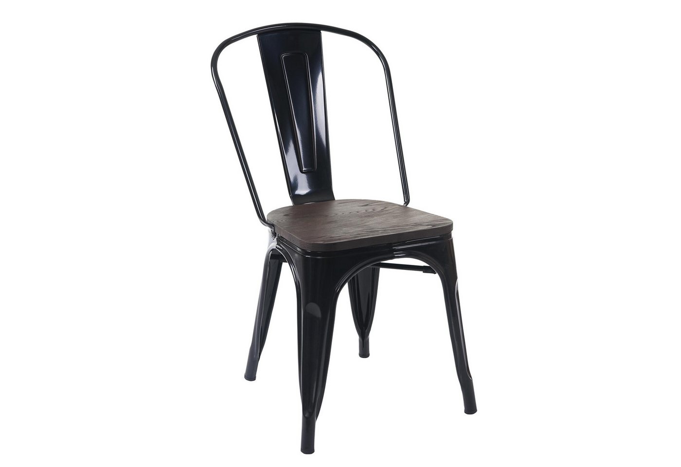 PROREGAL® Stapelstuhl Stuhl inkl. Holz-Sitzfläche HxBxT 85x45x52cm Metall stapelbar Schwarz von PROREGAL®