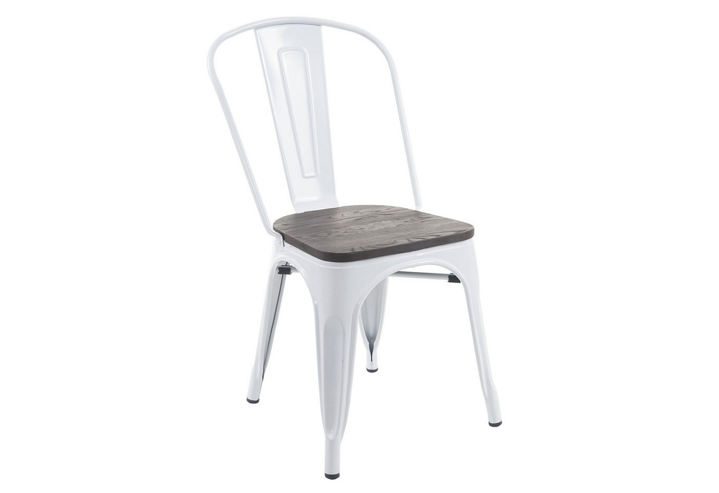 PROREGAL® Stapelstuhl Stuhl inkl. Holz-Sitzfläche HxBxT 85x45x52cm Metall stapelbar Weiß von PROREGAL®