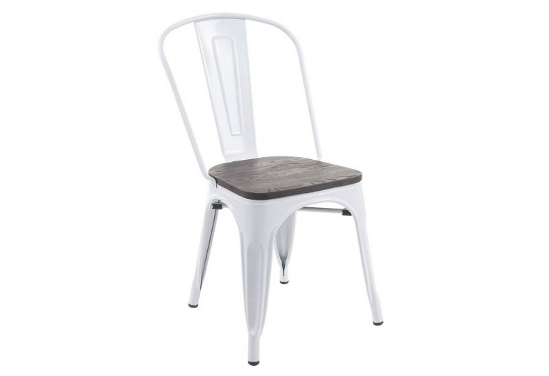 PROREGAL® Stapelstuhl Stuhl inkl. Holz-Sitzfläche HxBxT 85x45x52cm Metall stapelbar Weiß von PROREGAL®