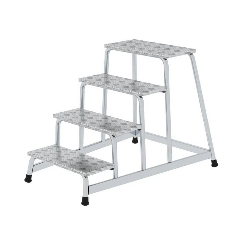 PROREGAL® Stehleiter Arbeitspodest starr 4 Stufen Alu-Warzenblech von PROREGAL®