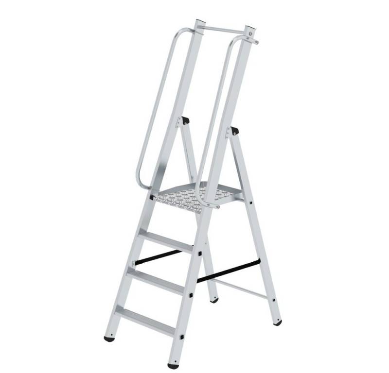 PROREGAL® Stehleiter ML Plattformleiter 4 Stufen, beidseitigem Handlauf Alu Rutschsichere von PROREGAL®
