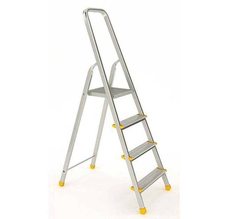 PROREGAL® Stehleiter Metal Single Giraffe Einseitige-Aluminium-Bügelleiter, 3 Stufen, 125 (Leiter, Trittleiter, Stufenleiter, Stehleiter, Haushaltsleiter), Mehrere Höhen, stabiles Material, vielseitig einsetzbar von PROREGAL®