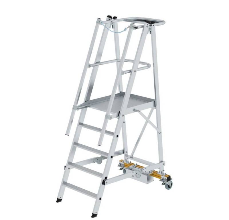 PROREGAL® Stehleiter Plattformleiter klappbar mit schmalem Fahrwerk 5 Stufen von PROREGAL®