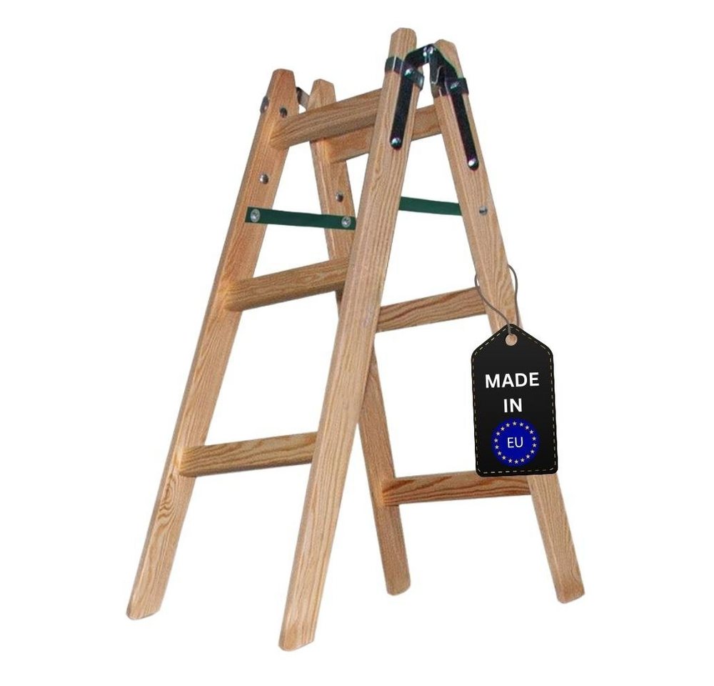 PROREGAL® Stehleiter Sprossen-Stehleiter aus Holz ECONOMY PLUS, 2x3 Sprossen von PROREGAL®