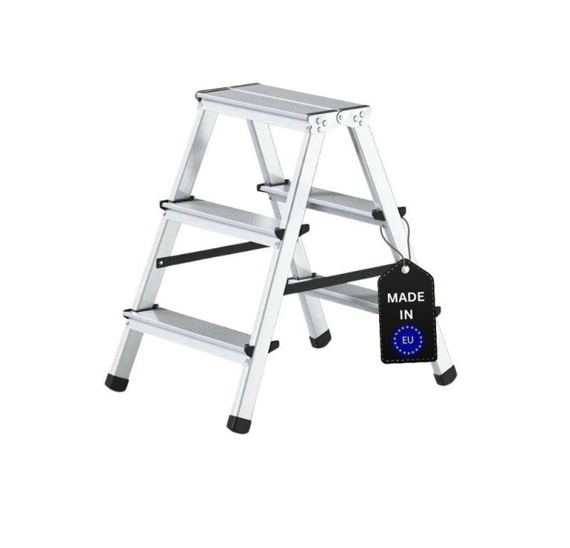PROREGAL® Stehleiter Stufenstehleiter ECONOMY BASIC, beidseitig begehbar, 2x3 Stufen, 2,60m von PROREGAL®